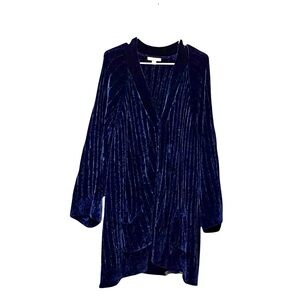 Woman Within Navy 3X Button Up Cardigan Chunky Knit 3/4 Sleeves Pockets